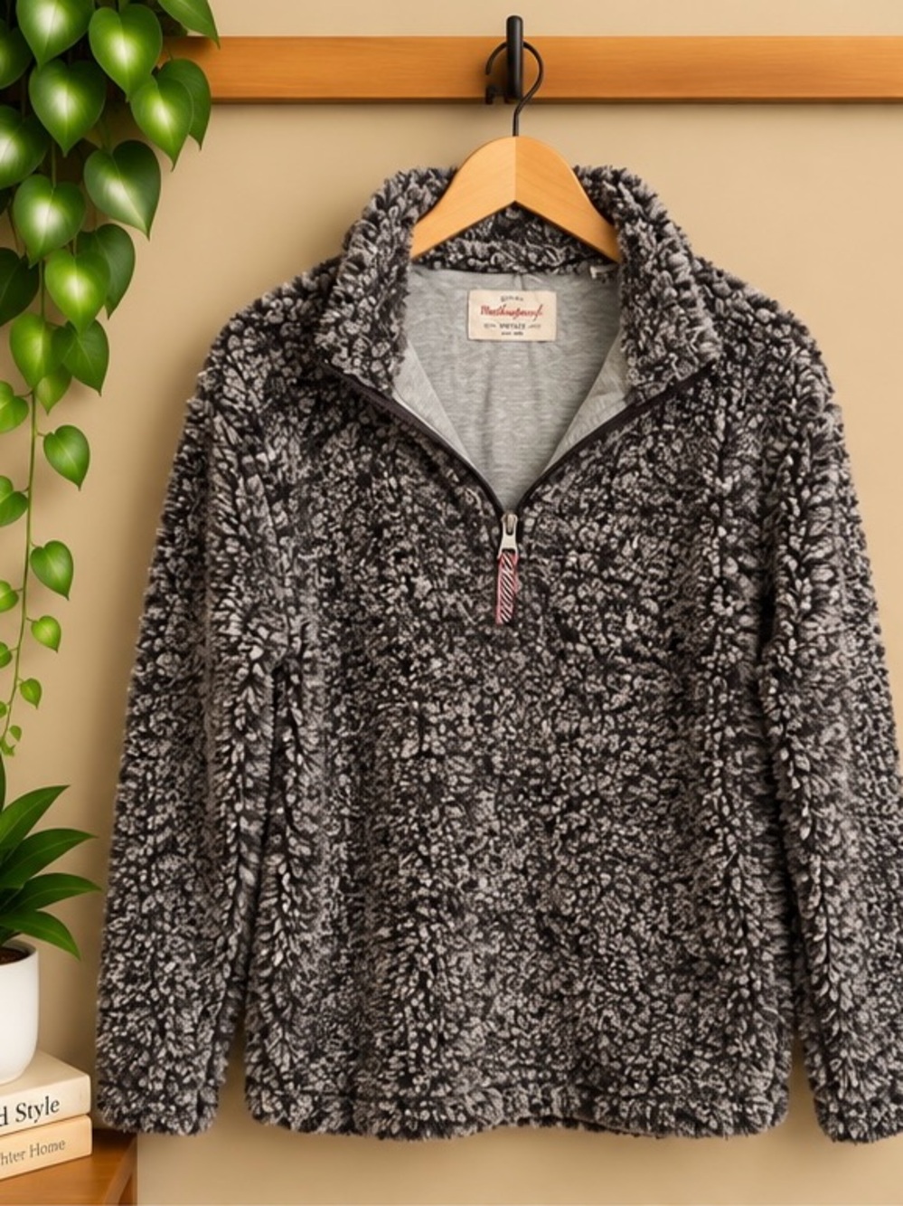 Weatherproof Vintage Sherpa Quarter Zip Pullover Gray Size Large